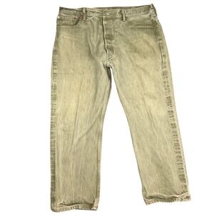 Levis 501 Jeans Mens 40W 30L Sage Green Button Fly Original Fit Straight  Denim